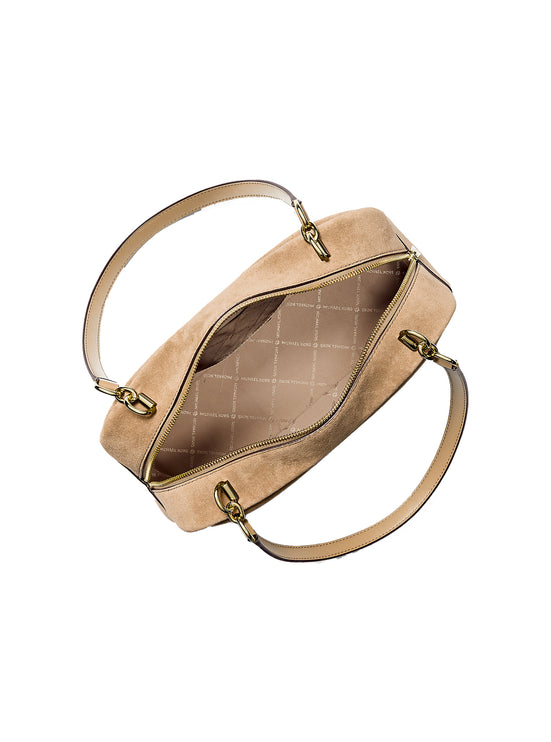 Michael Kors Women's Cecily Medium Suede Shoulder Bag Camel/Gold
