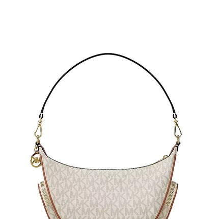 Michael Kors Women's Merritt Small Signature Logo Convertible Shoulder Bag Vanilla/Gold