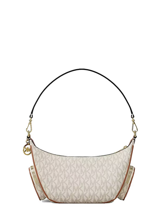 Michael Kors Women's Merritt Small Signature Logo Convertible Shoulder Bag Vanilla/Gold
