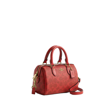 Coach Women's Mini Rowan Crossbody Bag In Signature Canvas Gold/Crimson