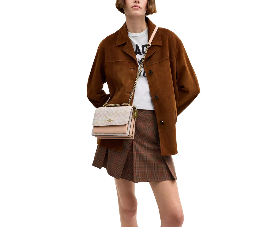 Coach Women's Klare Crossbody Bag In Pretty Signature Canvas Gold/Chalk/Pink