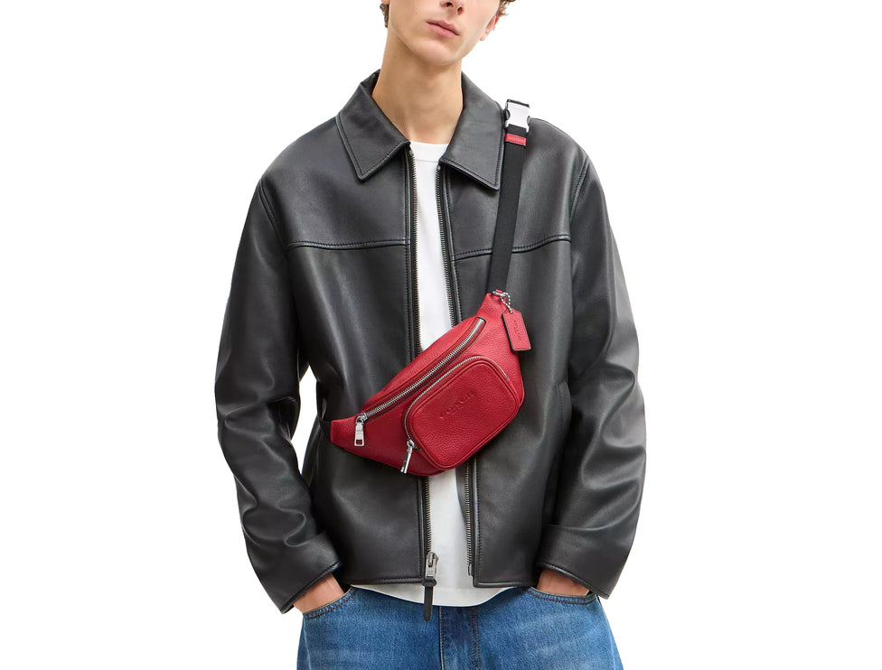Coach Unisex Travis Belt Bag 30 Silver/Poppy
