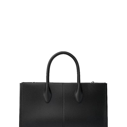 Michael Kors Women's Mirella Medium Pebbled Leather Satchel Bag Black/Silver