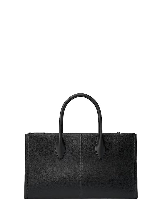 Michael Kors Women's Mirella Medium Pebbled Leather Satchel Bag Black/Silver