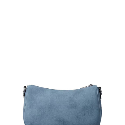 Michael Kors Women's Carmela Medium Suede Convertible Crossbody Bag Denim/Silver