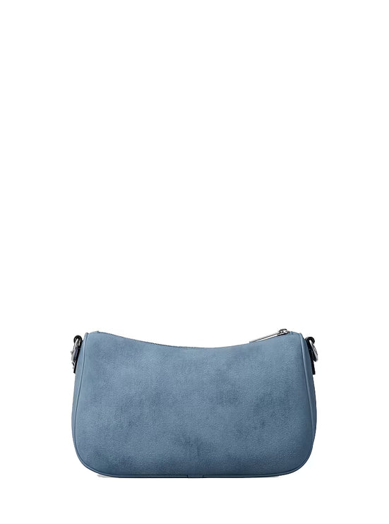 Michael Kors Women's Carmela Medium Suede Convertible Crossbody Bag Denim/Silver