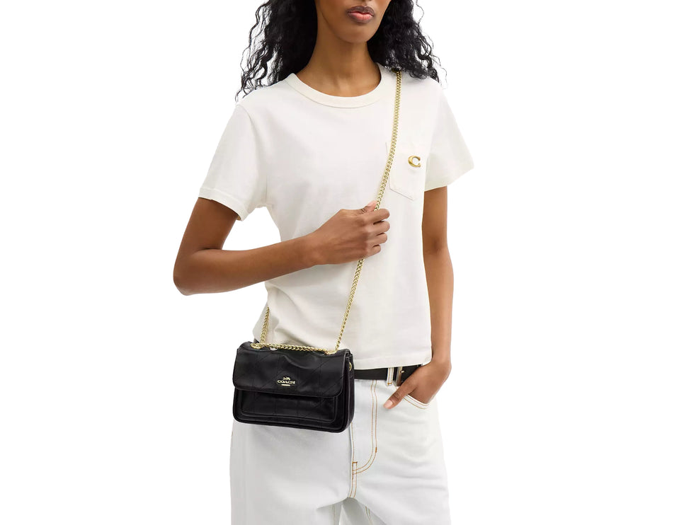 Coach Women's Elodie Crossbody Bag 18 With Quilting Gold/Black