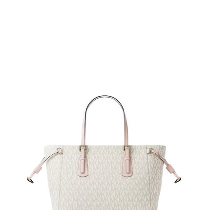 Michael Kors Women's Voyager Extra-Small Signature Logo Convertible Crossbody Bag Powder Blush Multi/Gold
