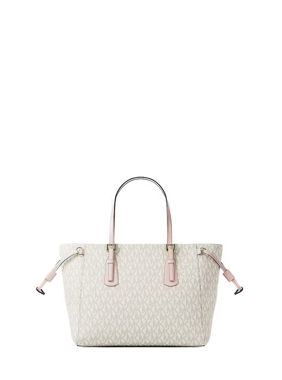 Michael Kors Women's Voyager Extra-Small Signature Logo Convertible Crossbody Bag Powder Blush Multi/Gold