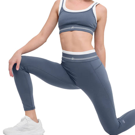 alo Women's Airbrush High-Waist 7/8 Better Together Legging Bluestone/White