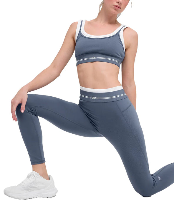 alo Women's Airbrush High-Waist 7/8 Better Together Legging Bluestone/White