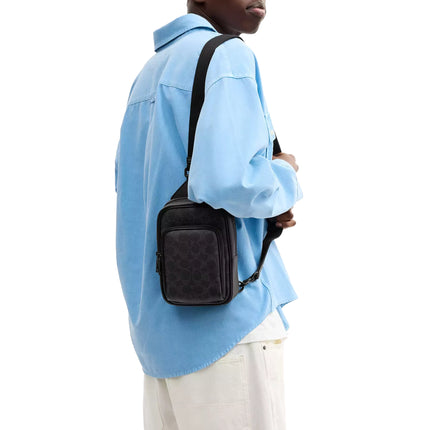 Coach Unisex Racer Sling Pack In Signature Canvas Matte Black/Black Signature