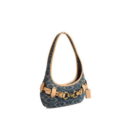Coach Women's Belted Ergo Shoulder Bag 26 In Signature Regenerative Cotton Denim Brass/Denim