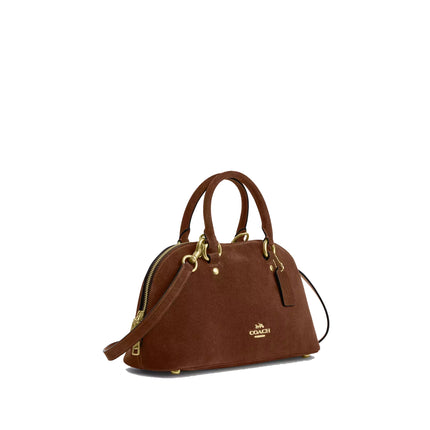 Coach Women's Lara Satchel Bag Suede/Gold/Warm Brown