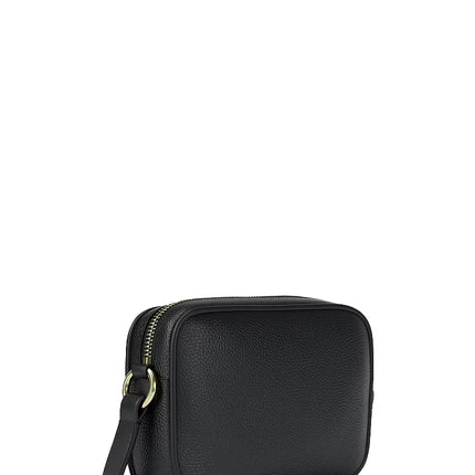 Michael Kors Women's Jet Set Small Pebbled Leather Camera Crossbody Bag Black/Gold