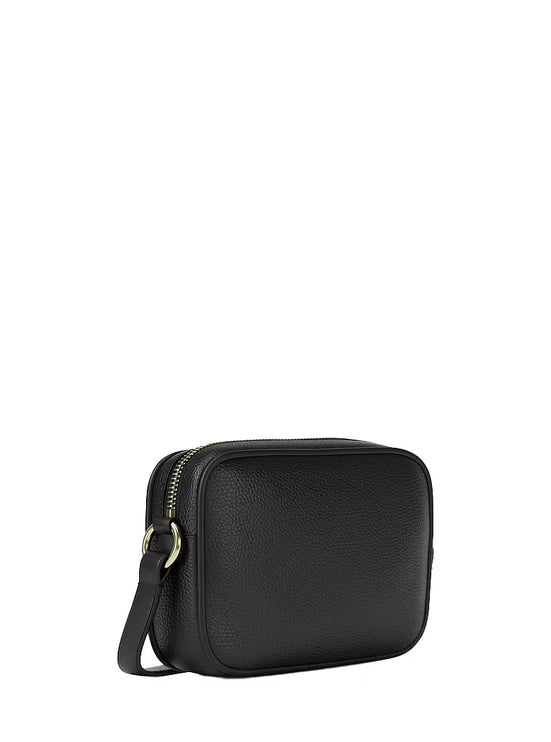 Michael Kors Women's Jet Set Small Pebbled Leather Camera Crossbody Bag Black/Gold