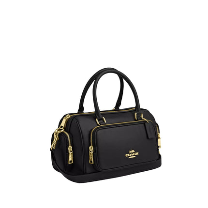 Coach Women's Rowan Satchel Bag With Pockets Gold/Black