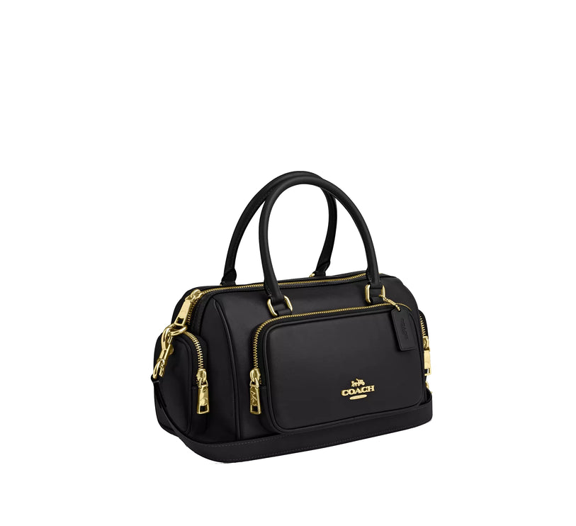 Coach Women's Rowan Satchel Bag With Pockets Gold/Black