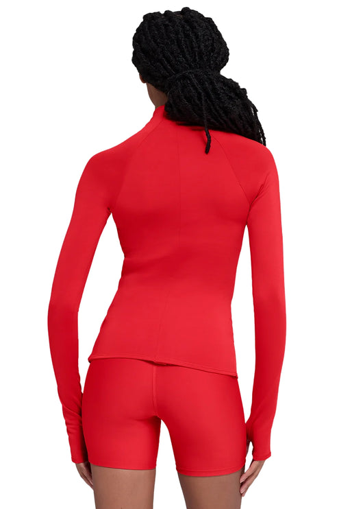 alo Women's Airlift Winter Warm 1/4 Zip Long Sleeve Bright Red