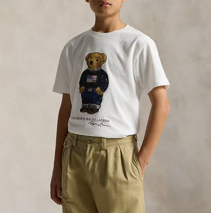 Polo Ralph Lauren Boy's Polo Bear Cotton Jersey Tee White Core Bear