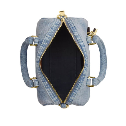 Coach Women's  Mini Rowan Crossbody Bag In Loved Denim With Charms Gold/Light Indigo