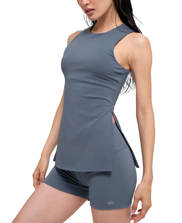 alo Women's Softsculpt Precision Full Length Bra Tank Bluestone