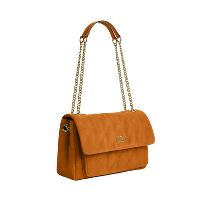 Coach Women's Elodie Crossbody Bag With Quilting Suede/Gold/Marigold