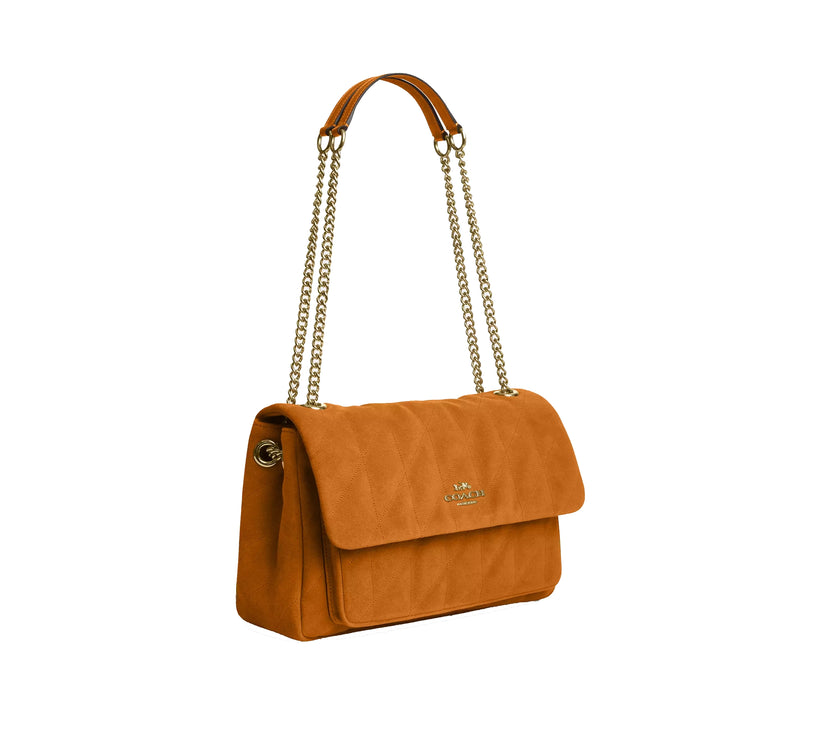 Coach Women's Elodie Crossbody Bag With Quilting Suede/Gold/Marigold