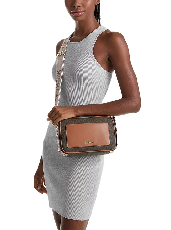 Michael Kors Women's Maeve Large Signature Logo Crossbody Bag Brown/Acorn/Gold