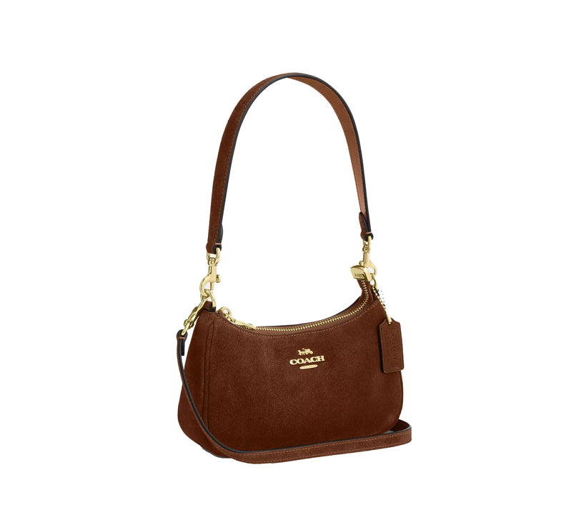 Coach Women's Teri Mini Crossbody Bag Suede/Gold/Warm Brown