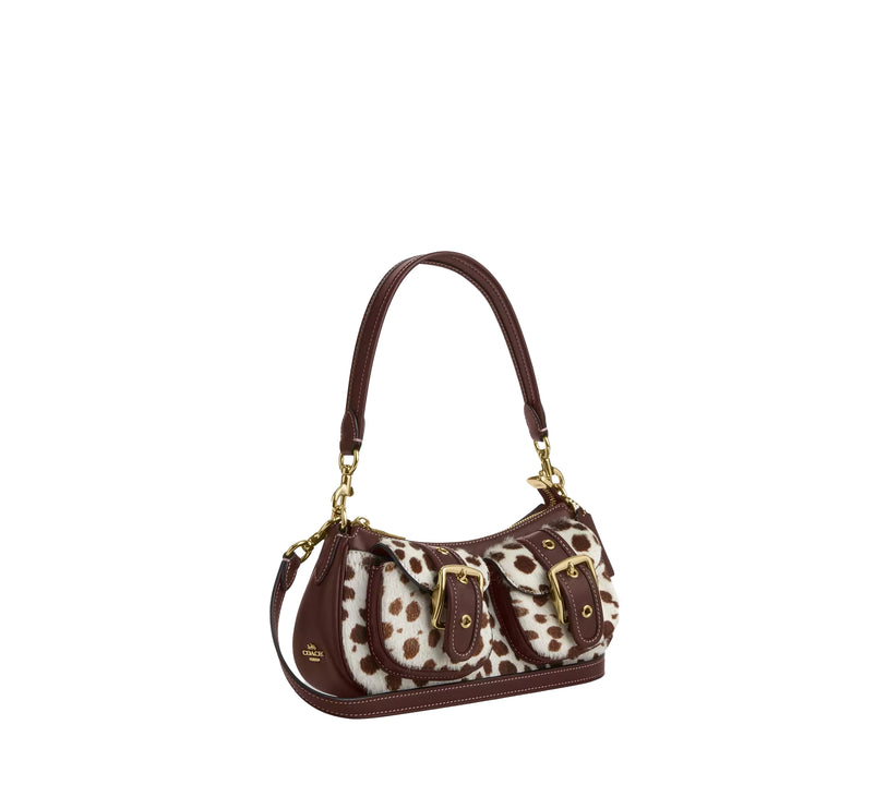 Coach Women's Ashton Shoulder Bag In Haircalf Gold/Dark Brown Chalk