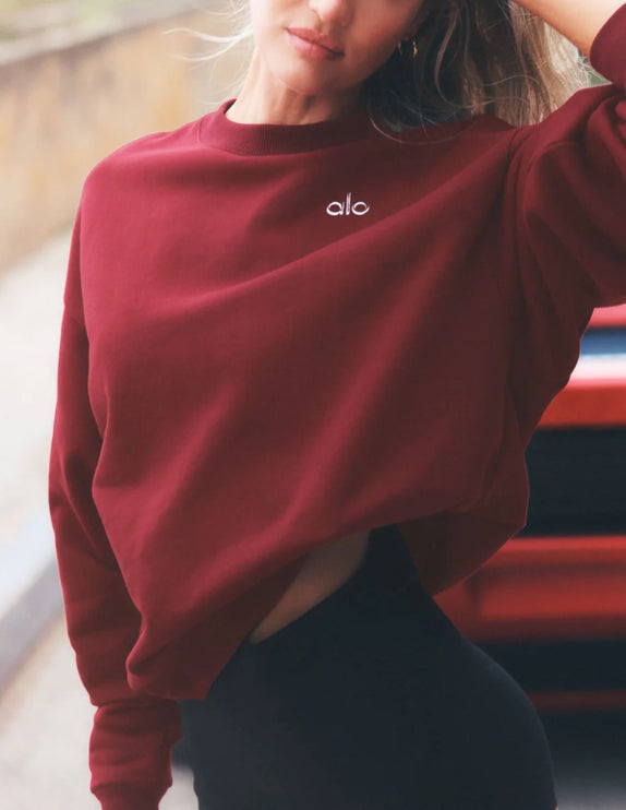 alo Women's Accolade Crew Neck Pullover Summer Romance Red