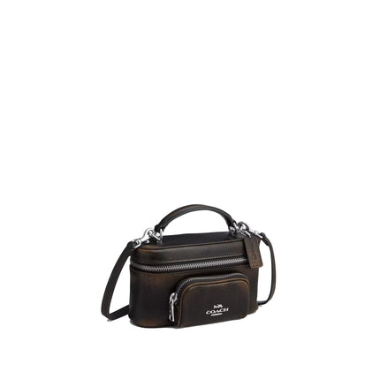 Coach Women's Rainer Crossbody Bag 18 With Pocket In Loved Leather Silver/Black Brown