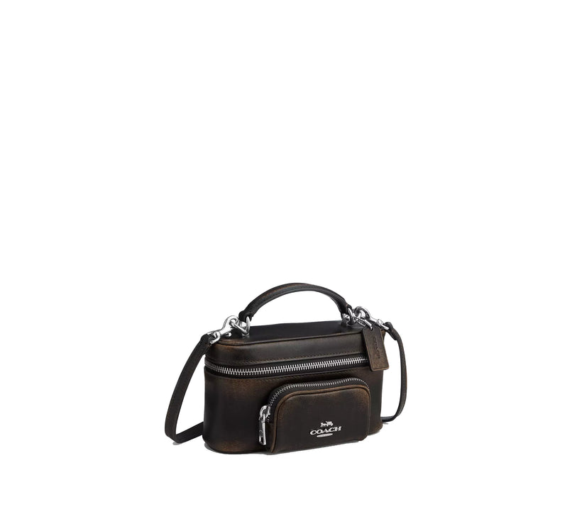 Coach Women's Rainer Crossbody Bag 18 With Pocket In Loved Leather Silver/Black Brown