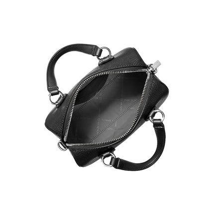 Michael Kors Women's Grayson Small Pebbled Leather Duffel Crossbody Bag Black/Silver