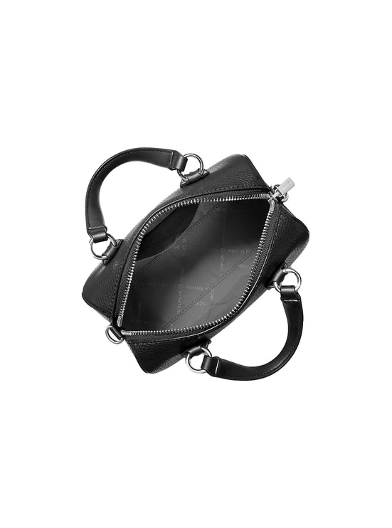 Michael Kors Women's Grayson Small Pebbled Leather Duffel Crossbody Bag Black/Silver