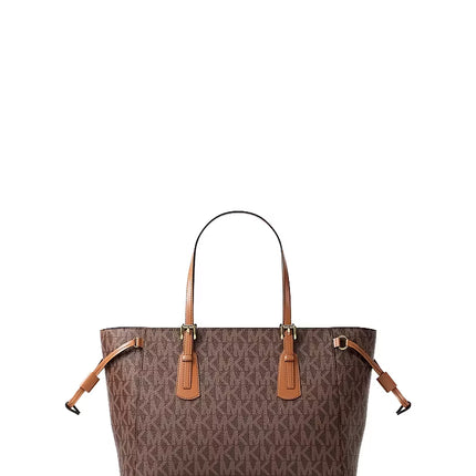 Michael Kors Women's Voyager Extra-Small Signature Logo Convertible Crossbody Bag Brown/Gold