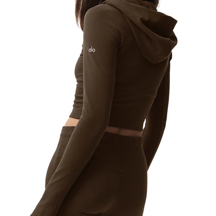 alo Women's Sway Full Zip Hoodie Espresso
