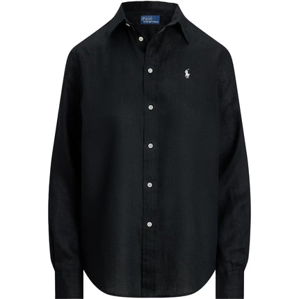 Polo Ralph Lauren Women's Classic Fit Linen Shirt Polo Black