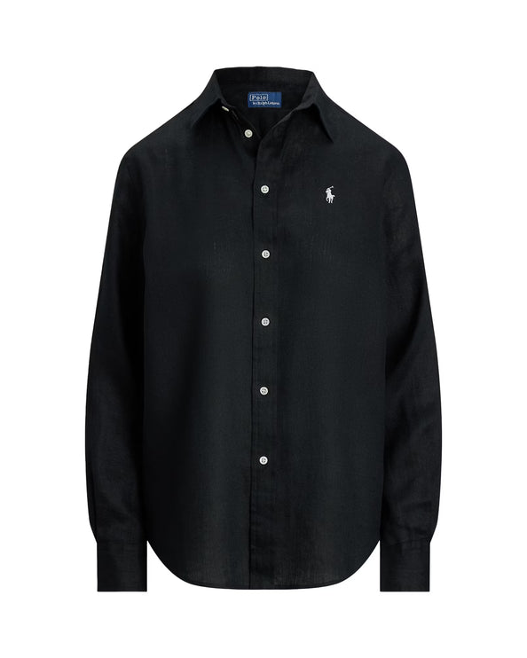 Polo Ralph Lauren Women's Classic Fit Linen Shirt Polo Black