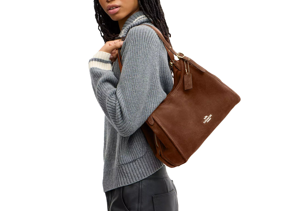 Coach Women's Erin Shoulder Bag Suede/Gold/Warm Brown