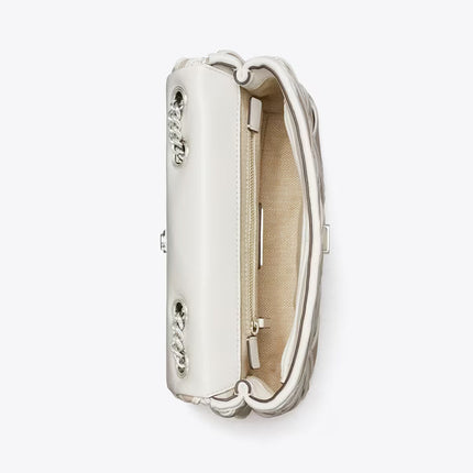 Tory Burch Women's Small Kira Woven Canvas Convertible Shoulder Bag Natural / Blanc