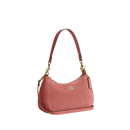Coach Women's Teri Shoulder Bag Suede/Gold/Blush Pink