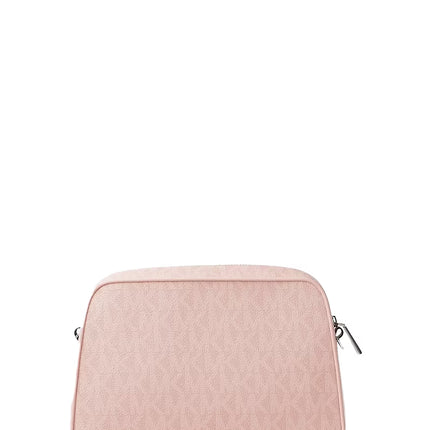 Michael Kors Women's Jet Set Small Signature Logo Camera Crossbody Bag Smokey Rose/Silver