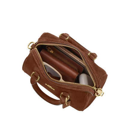 Coach Women's Mini Rowan Crossbody Bag Suede/Gold/Warm Brown