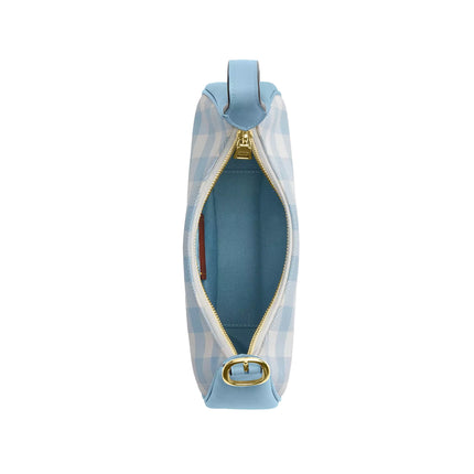 Coach Women's Emily Shoulder Bag With Gingham Print And Charm Gold/Blue Multi