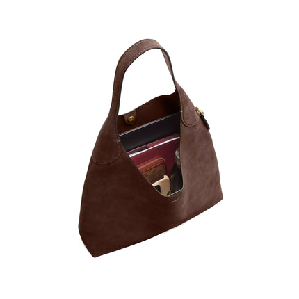 Coach Women's Brooklyn Shoulder Bag 39 Suede/Brass/Dark Chocolate