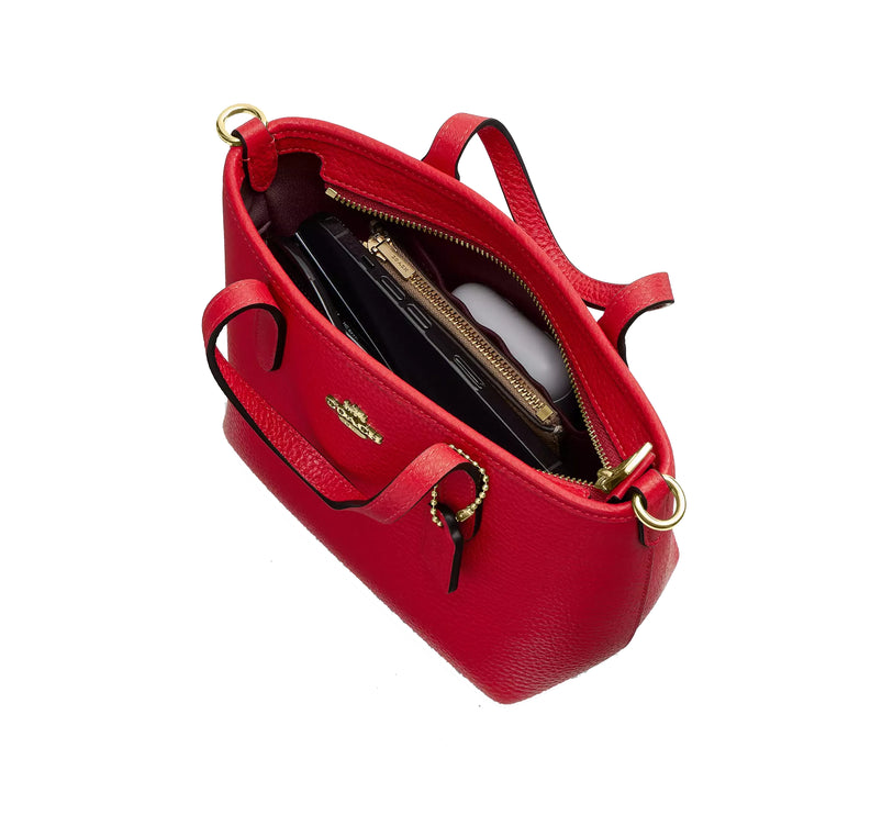 Coach Women's City Mini Tote Bag Gold/Bright Cardinal