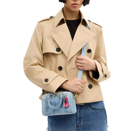 Coach Women's  Mini Rowan Crossbody Bag In Loved Denim With Charms Gold/Light Indigo