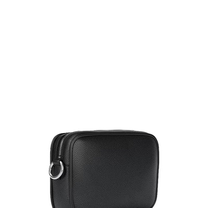 Michael Kors Women's Jet Set Large Pebbled Leather Camera Crossbody Bag Black/Silver